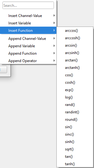 Available functions you can use to set channels